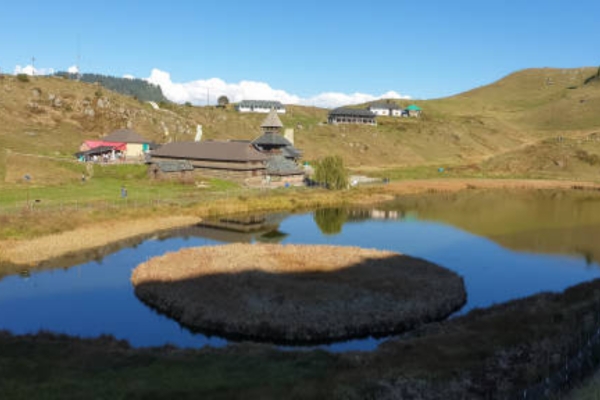 Floating island lake in India